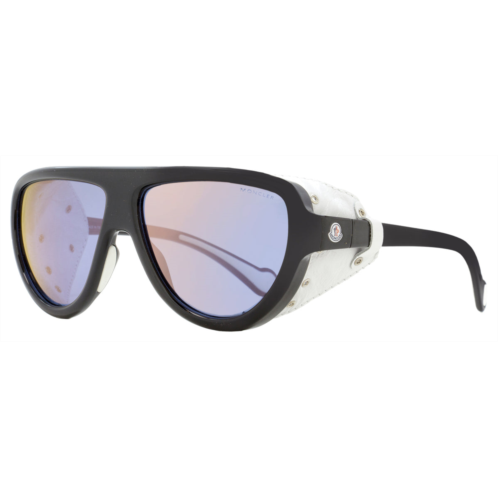 Moncler unisex shield sunglasses ml0089 01c black/white leather 57mm