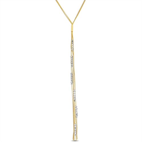 Mimi & Max diamond cut beaded lariat necklace in two-tone yellow and white sterling silver-17 in