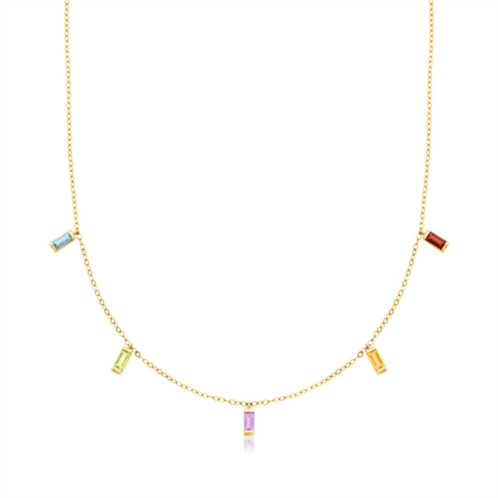 RS Pure by ross-simons multi-gemstone drop necklace in 14kt yellow gold