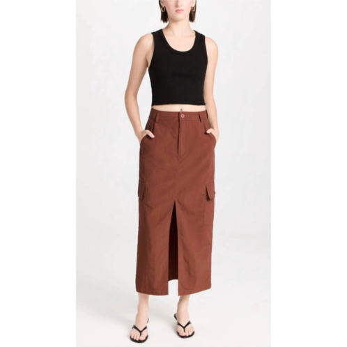 MOON RIVER slit front cargo skirt in brown
