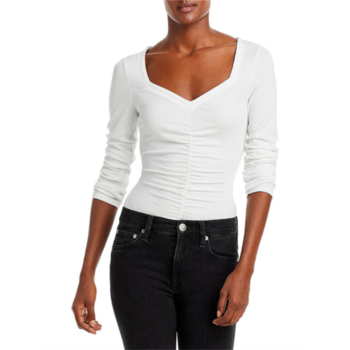 Paige annalisa womens ruched ribbed pullover top