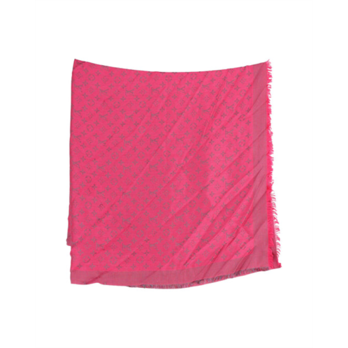 Louis vuitton monogram jacquard scarf in fuchsia pink silk and wool