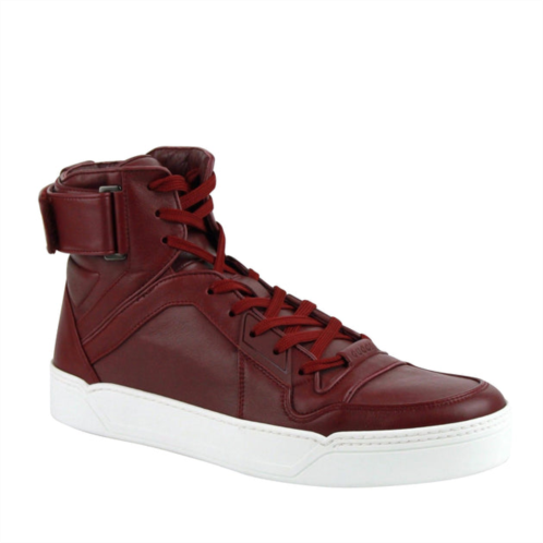 Gucci mens high top strong leather sneakers with strap