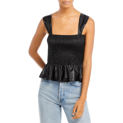 Lucy Paris lourdes womens faux leather smocked tank top