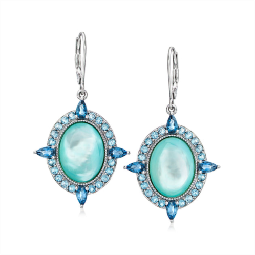 Ross-Simons blue mother-of-pearl drop earrings with london and swiss blue topaz in sterling silver