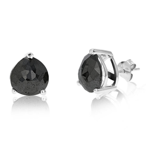 Vir Jewels 6.50 cttw pear shape black diamond stud earrings .925 sterling silver prong set