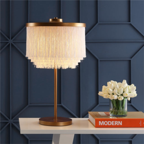 JONATHAN Y coco 27.5 fringed/metal led table lamp