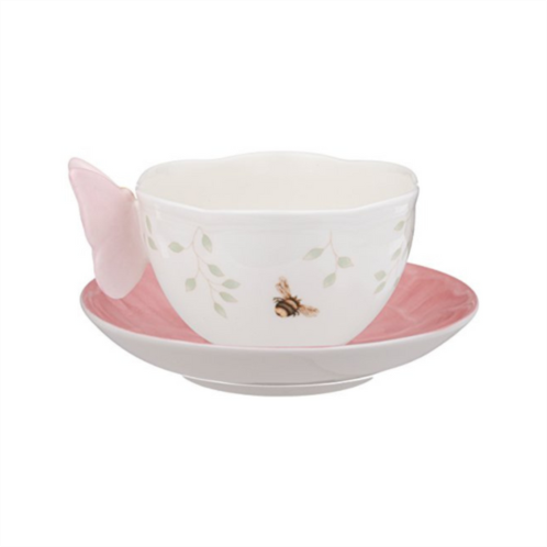 Lenox butterfly meadow figural cup and saucer set, pink