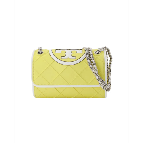 Tory burch small fleming bag - - yellow/white - leather