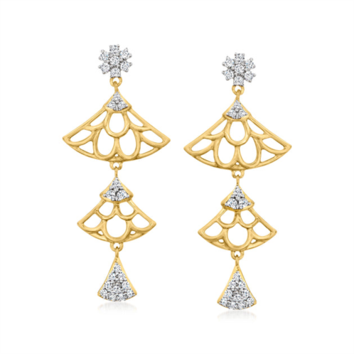 Ross-Simons diamond tiered fan drop earrings in 18kt gold over sterling