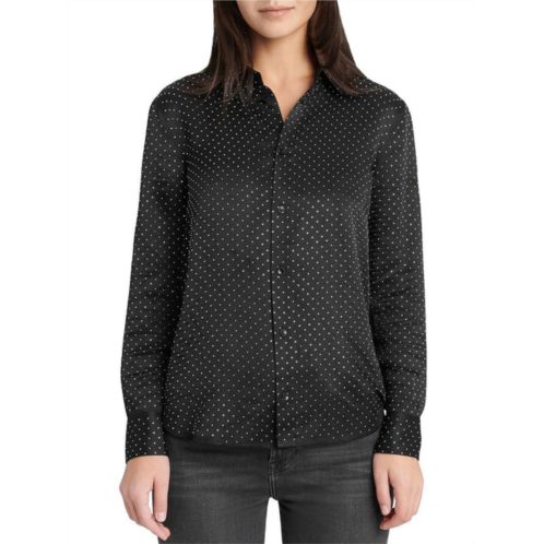 7 For All Mankind womens silk studded button-down top