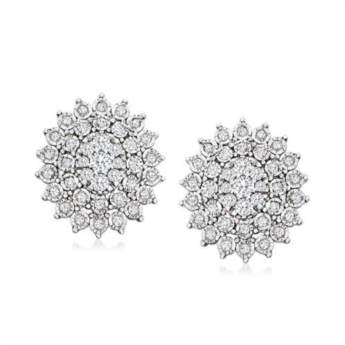 Ross-Simons diamond oval cluster earrings in sterling silver