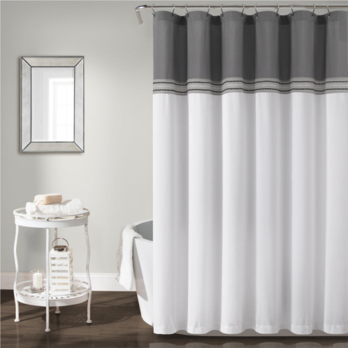 Lush Decor terra embroidery shower curtain black/white single 72x72