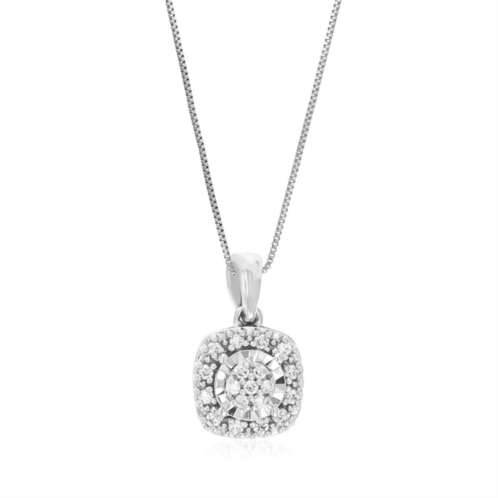 Vir Jewels 1/10 cttw lab grown diamond square pendant necklace .925 sterling silver 1/3 inch with 18 inch chain
