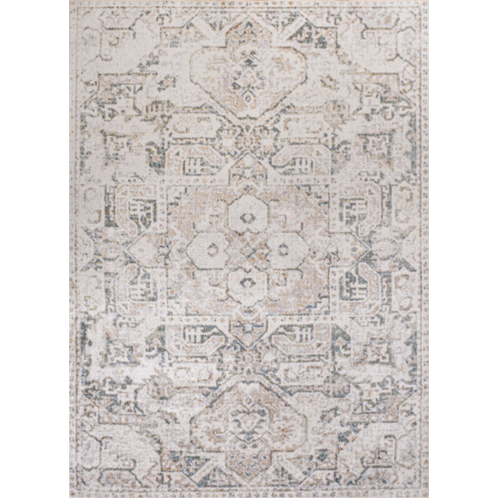 JONATHAN Y edith distressed medallion low-pile machine-washable cream/light gray area rug