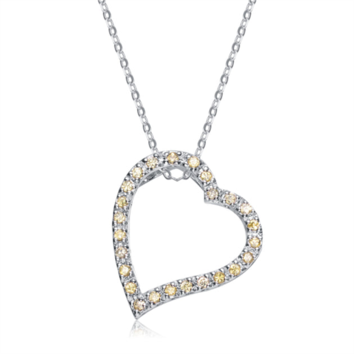 Genevive sterling silver white and yellow cubic zirconia pendant
