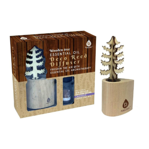 PURSONIC 3d wood tree decor reed diffuser with lavender essential oils