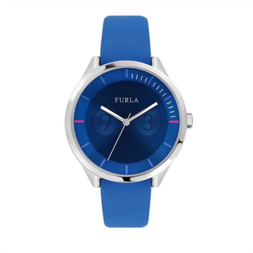 Furla womens metropolis blue dial calfskin leather watch