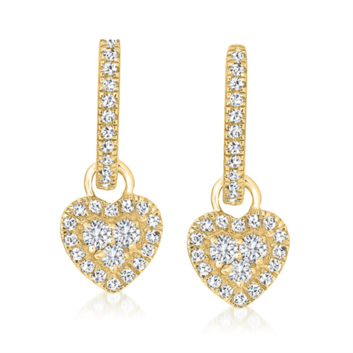 Ross-Simons diamond heart hoop drop earrings in 18kt gold over sterling
