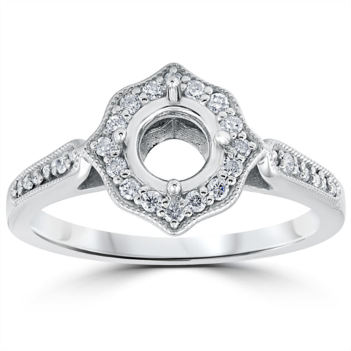 Pompeii3 1/5ct vintage halo diamond engagement ring setting 14k white gold with milgrain