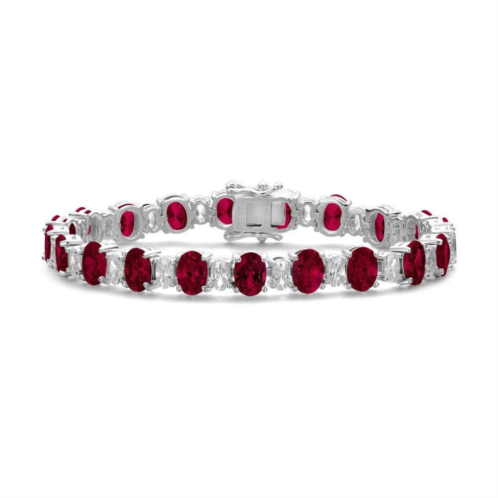 Genevive sterling silver with colored cubic zirconia tennis bracelet