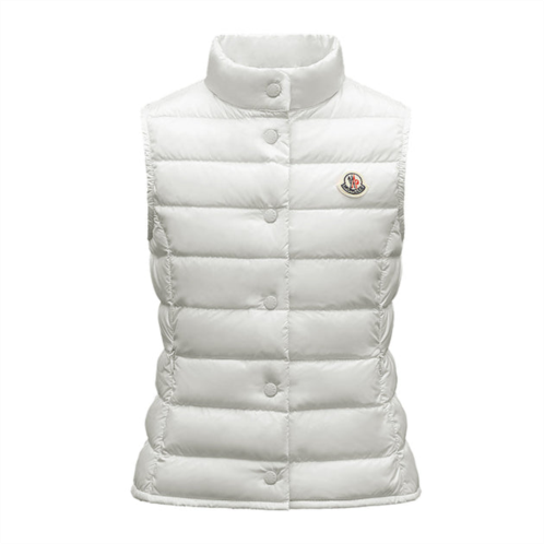 Moncler white logo-patch sleeveless padded jacket