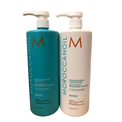 Moroccanoil moisture repair shampoo & conditioner set damaged hair 33.8 oz