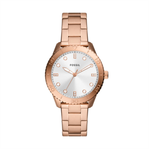 Fossil womens dayle three-hand, rose gold-tone stainless steel watch