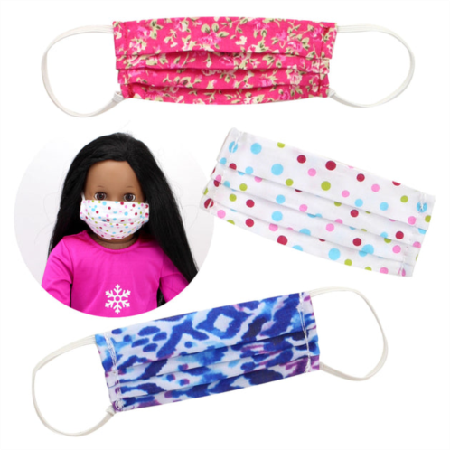 Teamson sophias set of 3 printed face masks for 18” dolls & stuffed animals, multi