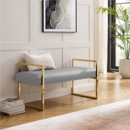 Inspired Home - madelyne upholstered bench with stainless steel polished frame