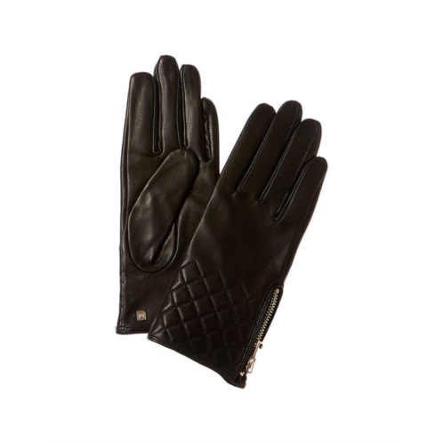 Bruno Magli diamond quilted cashmere-lined leather gloves
