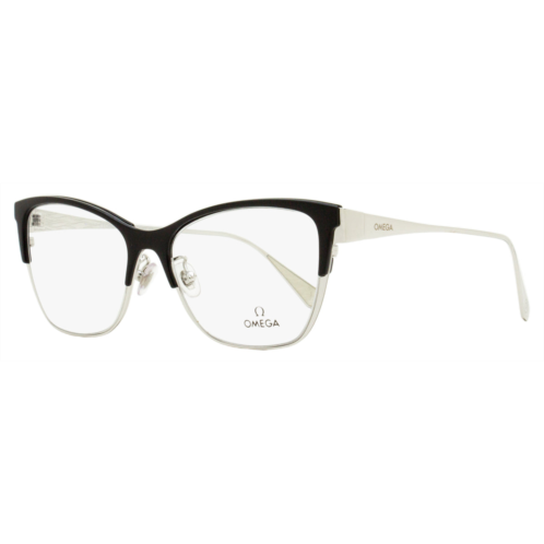 Omega womens butterfly eyeglasses om5001h 01a palladium/black 54mm