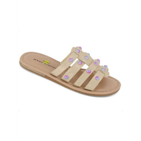 Marc Fisher riley pava girls faux leather padded footbed slide sandals