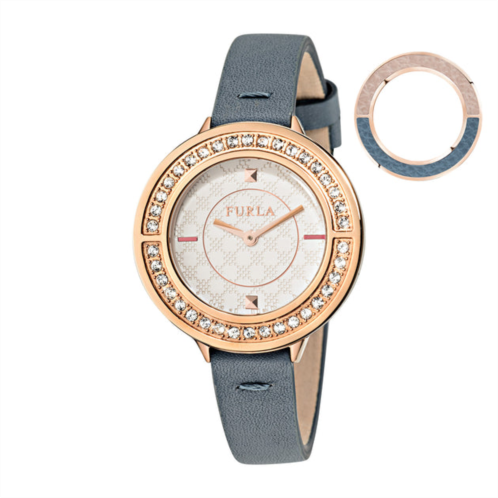 Furla womens club white dial calfskin leather watch