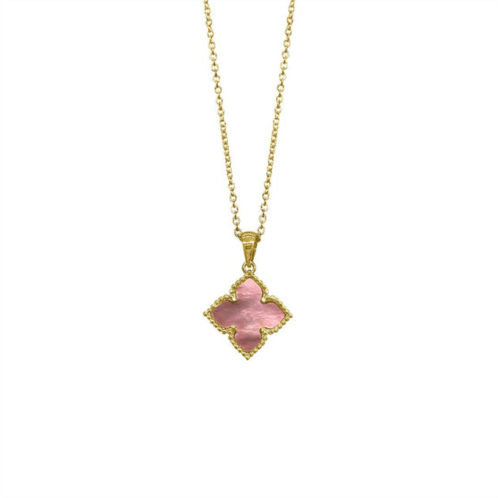 Adornia flower mother of pearl necklace gold pink