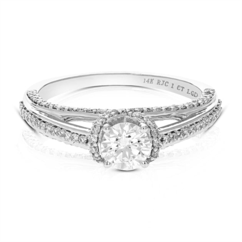 Vir Jewels 1 cttw wedding engagement ring for women, round lab grown diamond ring in 14k white gold, prong setting