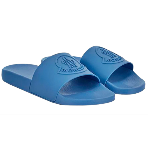 Moncler mens footwear basile blue tonal logo rubber slides