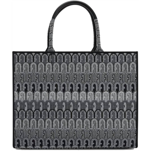 Furla womens opportunity jacquard logo tote toni grigio bag in black