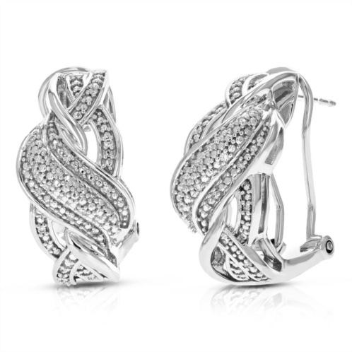 Vir Jewels 1/10 cttw round lab grown diamond hoop earrings .925 sterling silver prong set 1 inch