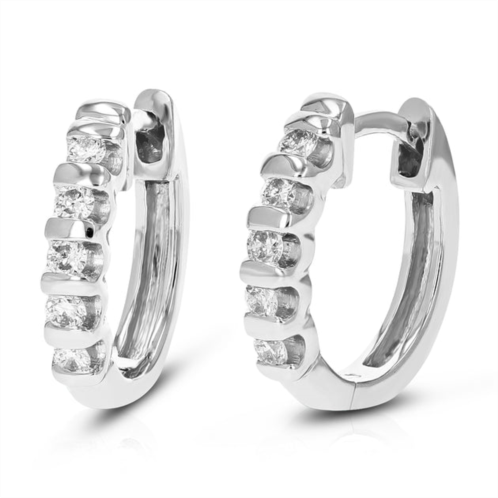 Vir Jewels 1/4 cttw round cut lab grown diamond channel set hoop earrings in .925 sterling silver 1/2 inch