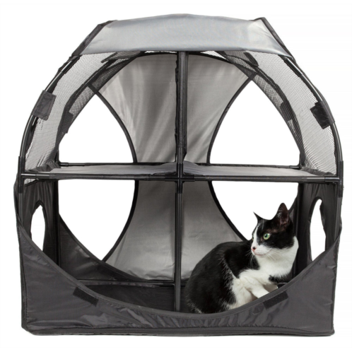 Pet Life kitty-play collapsible travel interactive kitty cat tree maze house lounger tunnel lounge