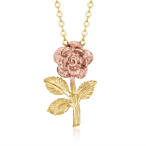 Canaria Fine Jewelry canaria 10kt 2-tone gold rose pendant necklace