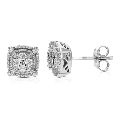 Vir Jewels 1/10 cttw round cut lab grown diamond stud earrings in .925 sterling silver with push back