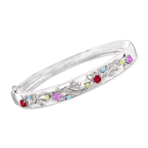 Ross-Simons multi-gemstone floral bangle bracelet in sterling silver