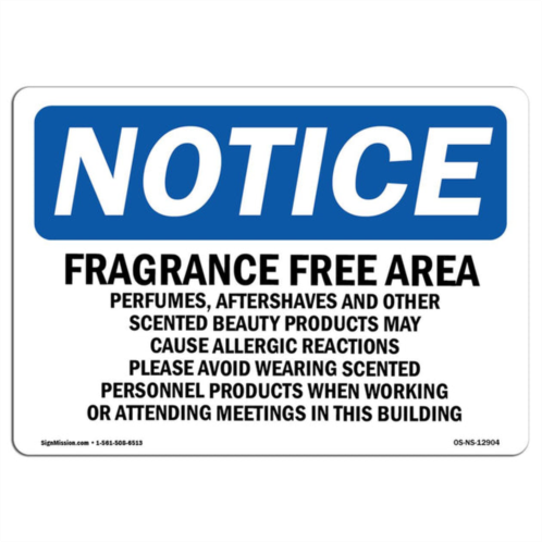 SignMission os-ns-d-57-l-12904 notice fragrance free area perfumes, aftershaves osha decal sign