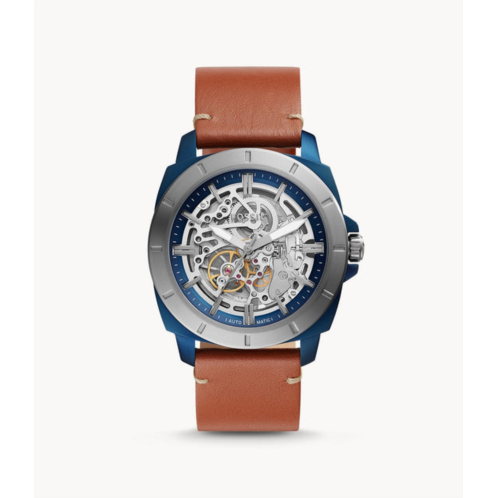 Fossil mens privateer sport automatic, blue-tone stainless steel watch