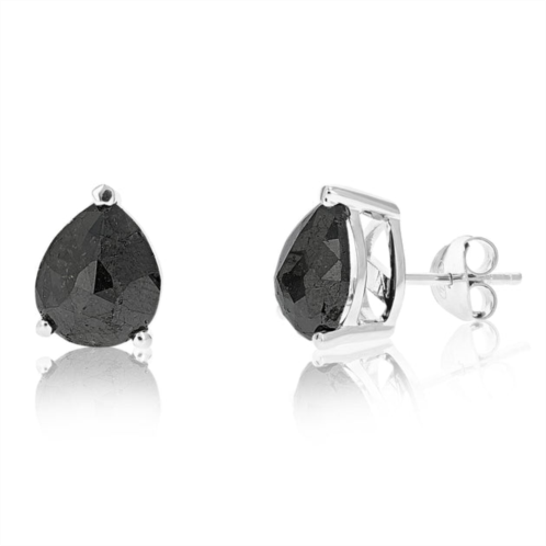 Vir Jewels 5.50 cttw pear shape black diamond stud earrings .925 sterling silver prong set