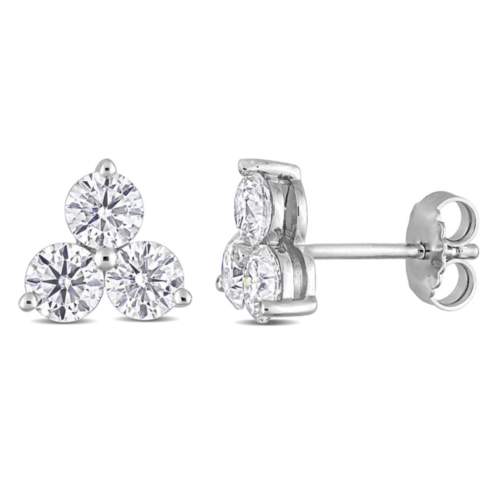 Mimi & Max 2 1/6 ct dew created moissanite three-stone stud earrings in sterling silver