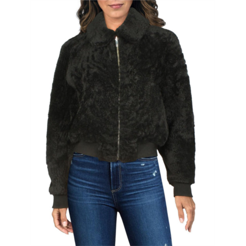 Theory dolman womens leather shearling bomber jacket