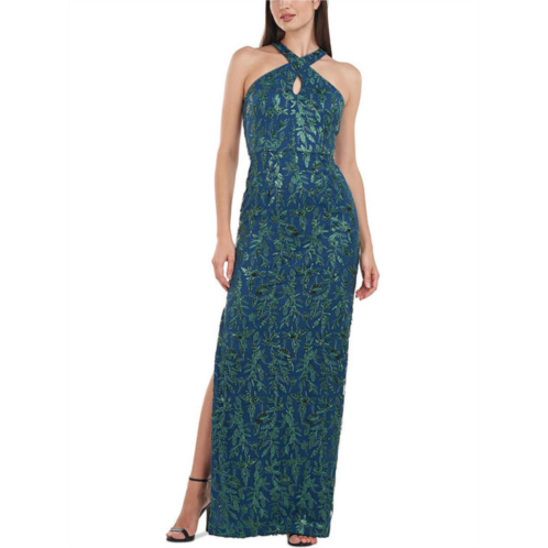 JS Collections rita womens mesh embroidered evening dress